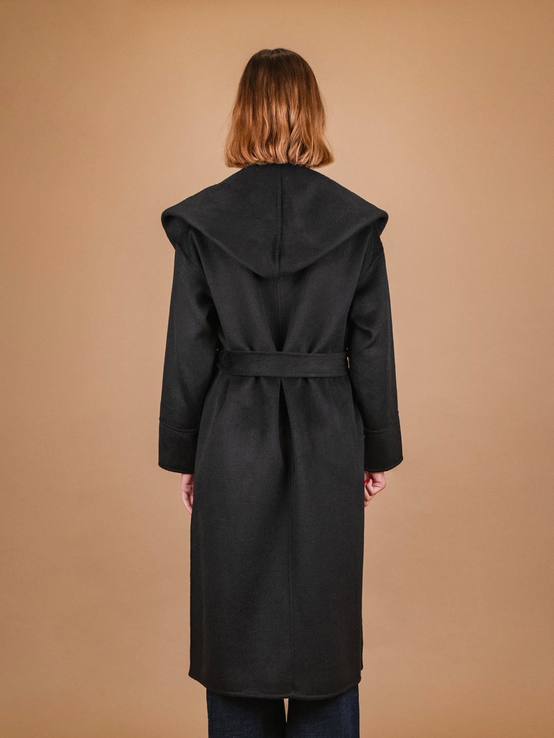 CAPPOTTO LUNGO CON CAPPUCCIO IN MISTO LANA NERO 863D NERO ANDREA MORANDO 