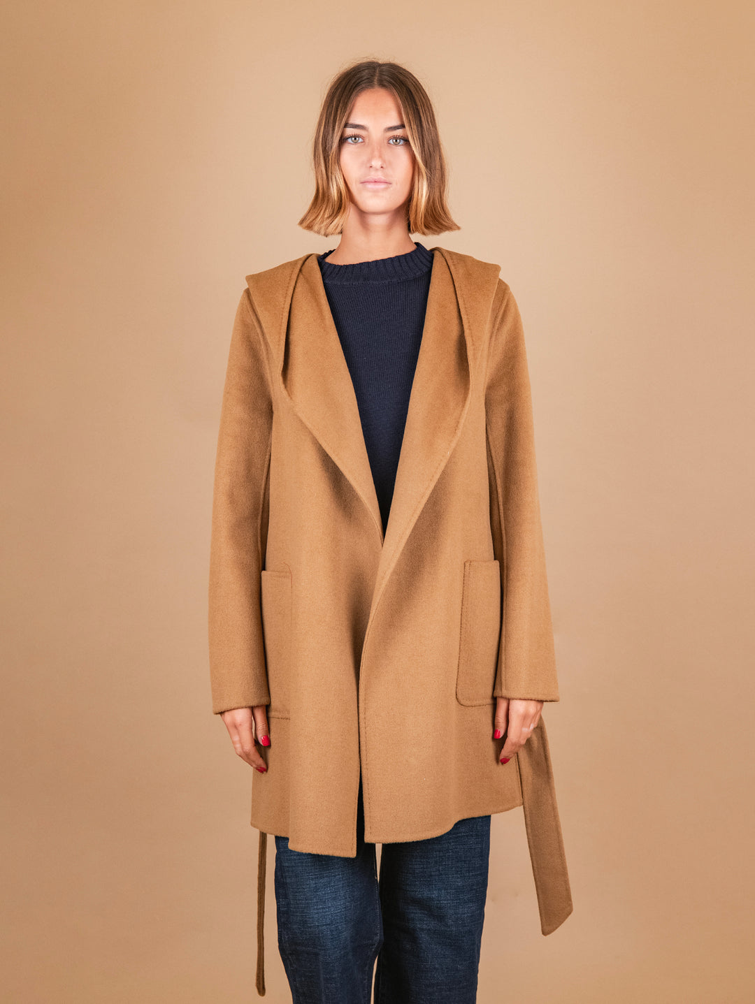 CAPPOTTINO CON CAPPUCCIO IN MISTO LANA CAMMELLO 864D CAMMELLO ANDREA MORANDO 