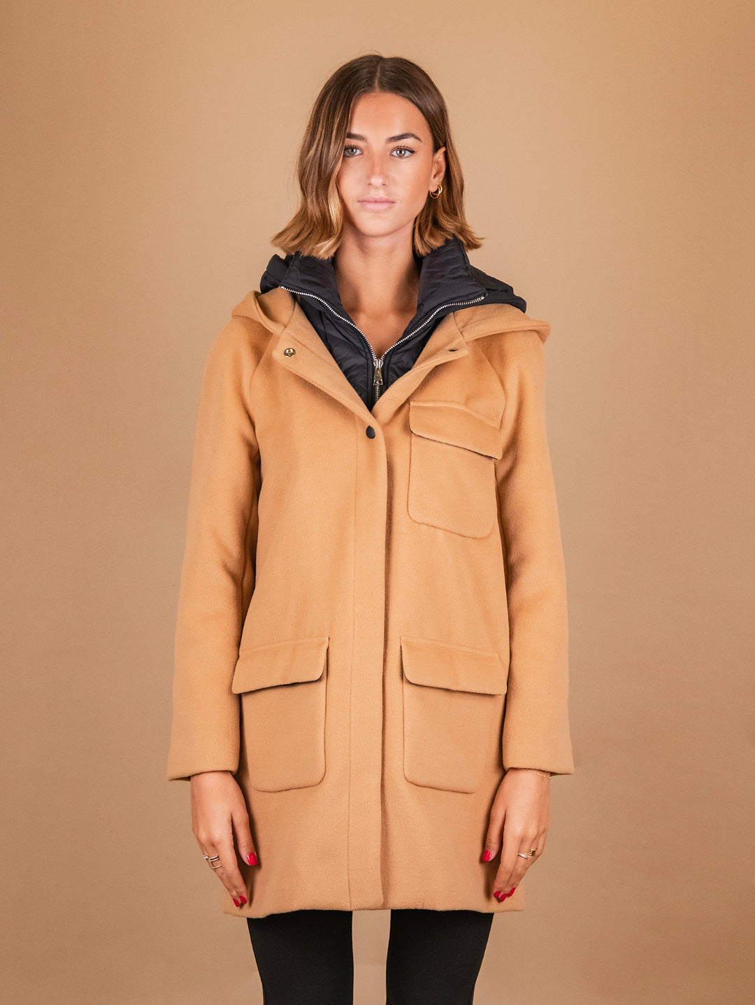 PARKA CON IMBOTTITURA ESTRAIBILE IN TESSUTO CAMMELLO 869D CAMMELLO/NERO ANDREA MORANDO 
