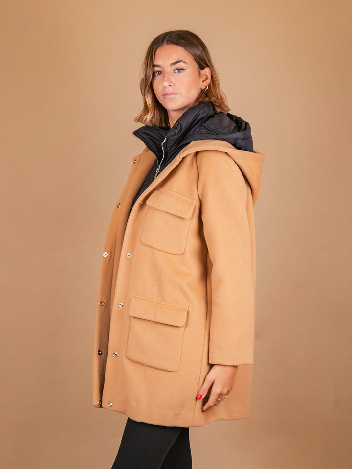 PARKA CON IMBOTTITURA ESTRAIBILE IN TESSUTO CAMMELLO 869D CAMMELLO/NERO ANDREA MORANDO 