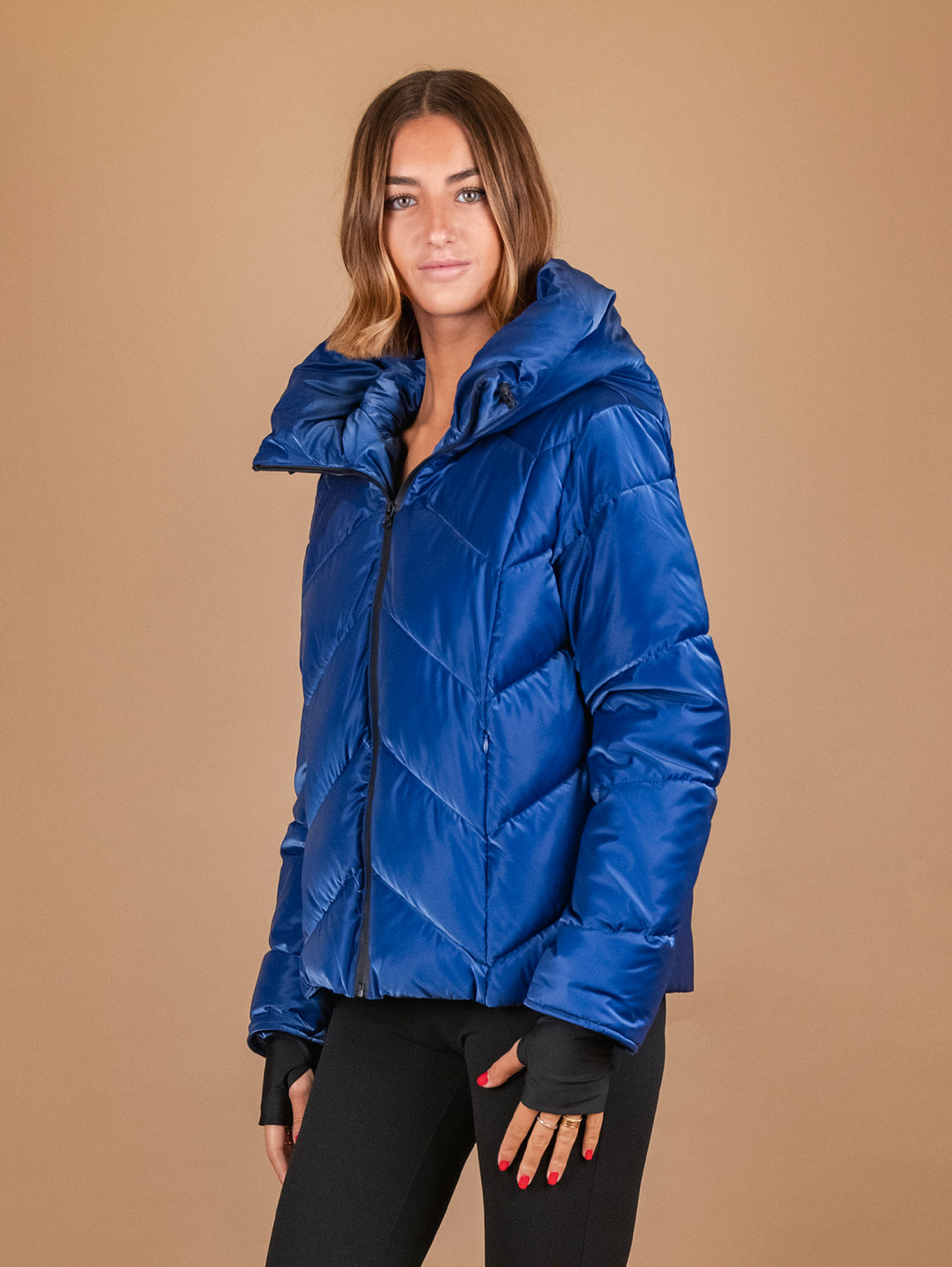 PIUMINO CON CAPPUCCIO BLU CANGIANTE 8953D BLU ANDREA MORANDO 