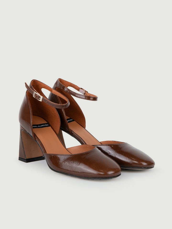 DECOLLETE IN VERNICE MARRONE 24534 MOKA ANDREA MORANDO 