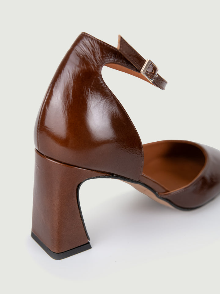 DECOLLETE IN VERNICE MARRONE 24534 MOKA ANDREA MORANDO 
