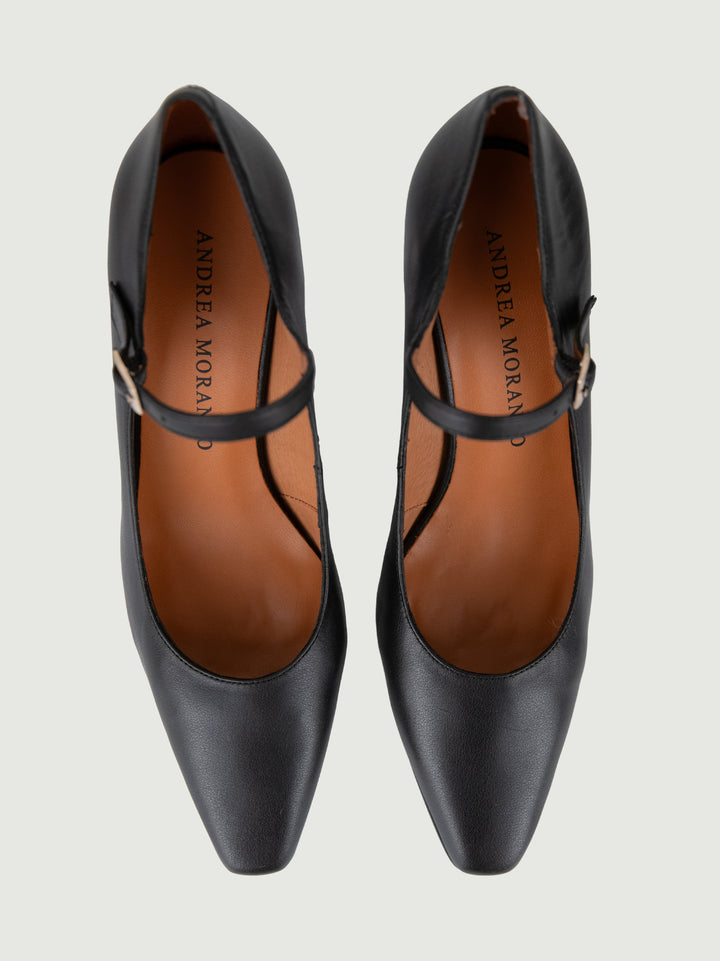 DÉCOLLETÉ IN PELLE NERA 24572NAPPA NERO ANDREA MORANDO 