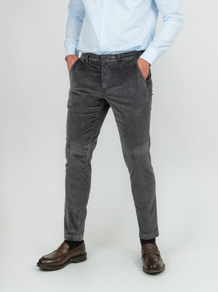 PANTALONE IN VELLUTO A COSTE ANTRACITE T502/BRO 992 NOLAB 