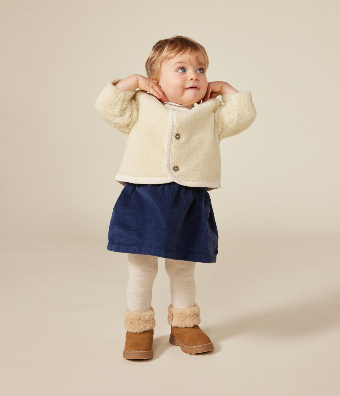 Giacca in sherpa crema A0B79 01 PETIT BATEAU 