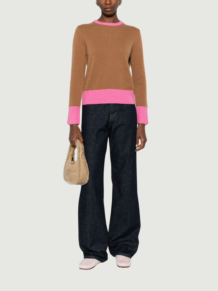 MAGLIONE ALESSANDRA IN CASHMERE MOCHA ALESSANDRA COMBO MOCHA ABSOLUT CASHMERE 