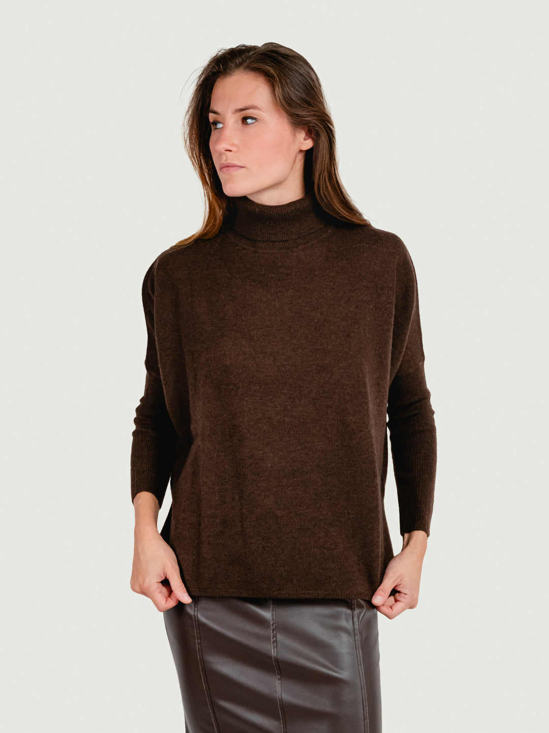 MAGLIONE CLARA IN CASHMERE BROWNIE CLARA BROWNIE ABSOLUT CASHMERE 