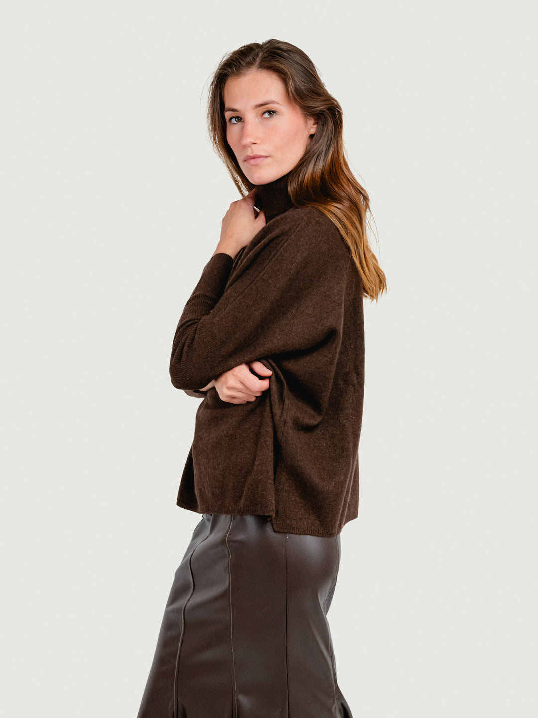 MAGLIONE CLARA IN CASHMERE BROWNIE CLARA BROWNIE ABSOLUT CASHMERE 