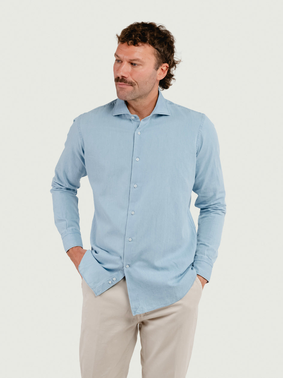 CAMICIA REGULAR IN DENIM CHIARO DENIM/REG CHIARO ANDREA MORANDO 