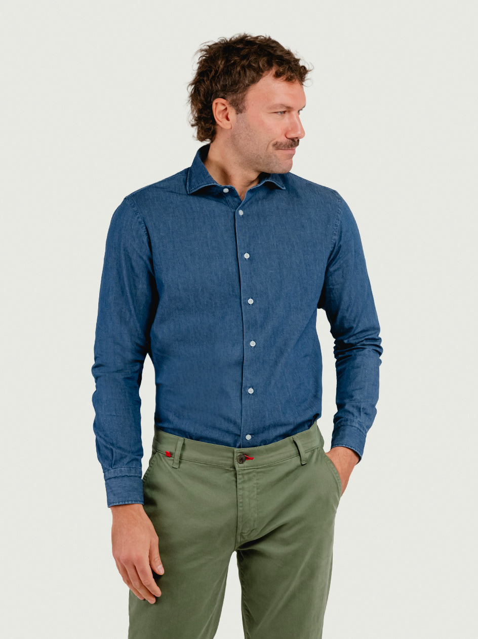 CAMICIA REGULAR IN DENIM SCURO DENIM/REG SCURO ANDREA MORANDO 