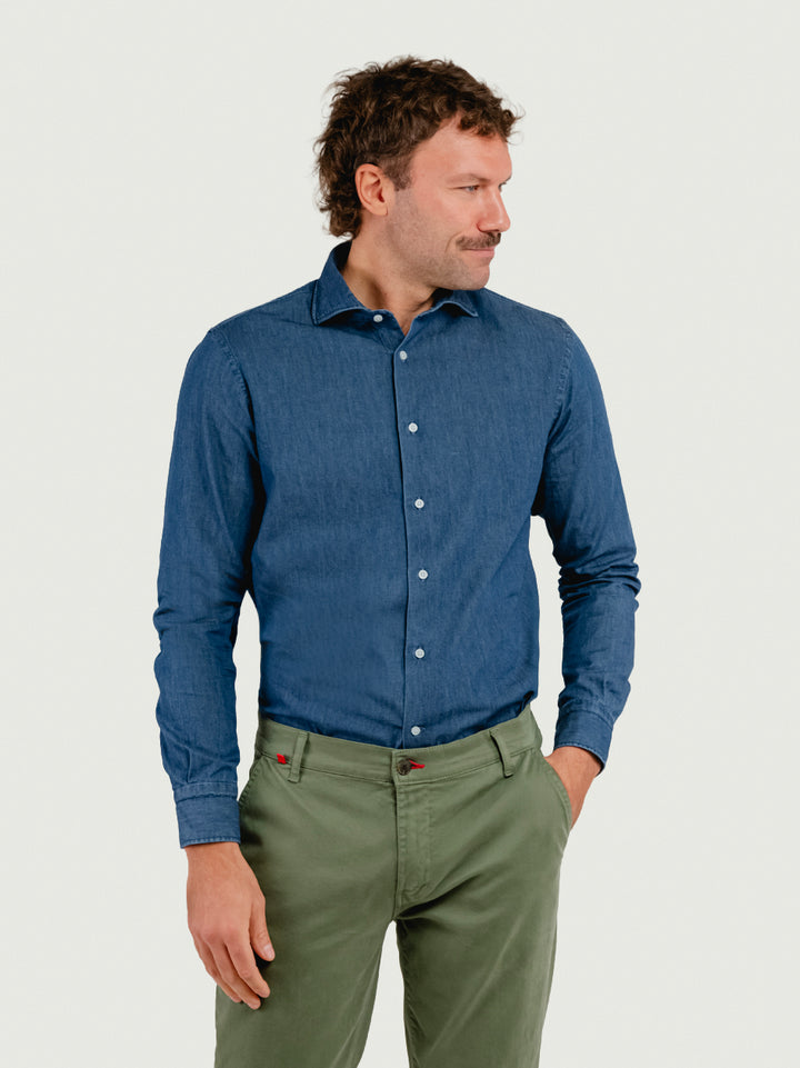 CAMICIA REGULAR IN DENIM SCURO DENIM/REG SCURO ANDREA MORANDO 