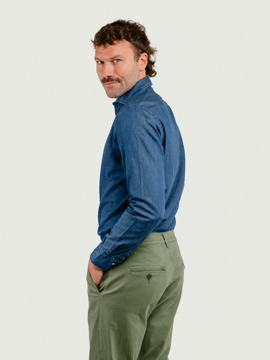 CAMICIA REGULAR IN DENIM SCURO DENIM/REG SCURO ANDREA MORANDO 