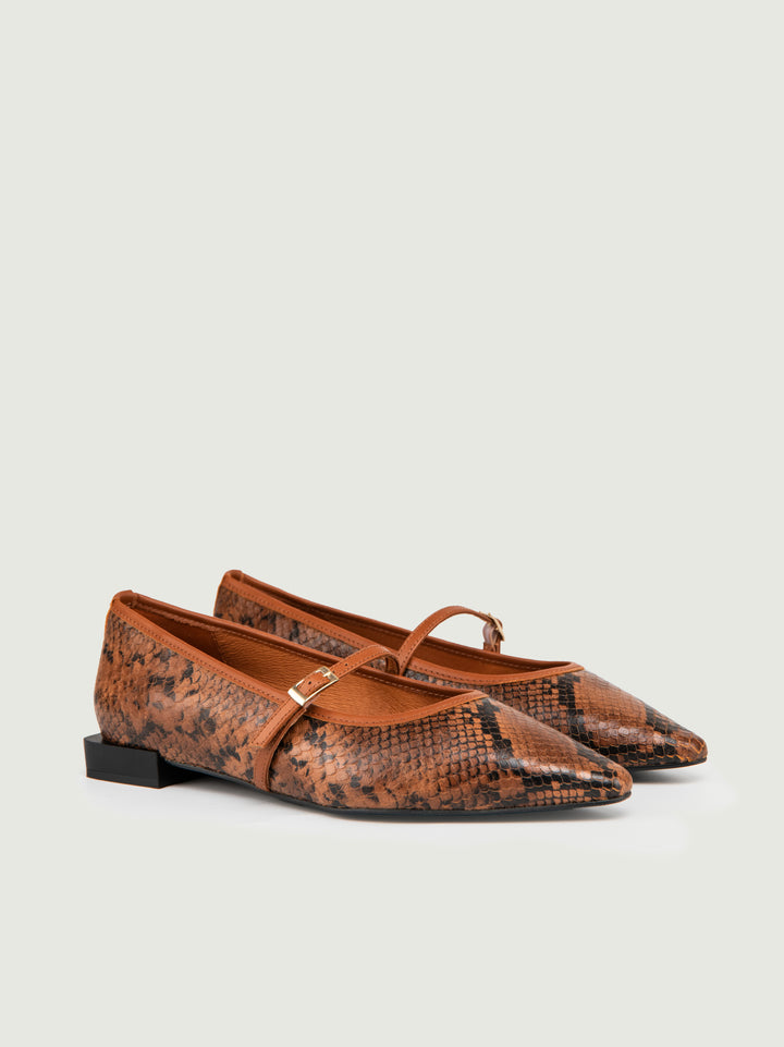 BALLERINA STAMPA PITONE MARRONE 25514 CUOIO ANDREA MORANDO 