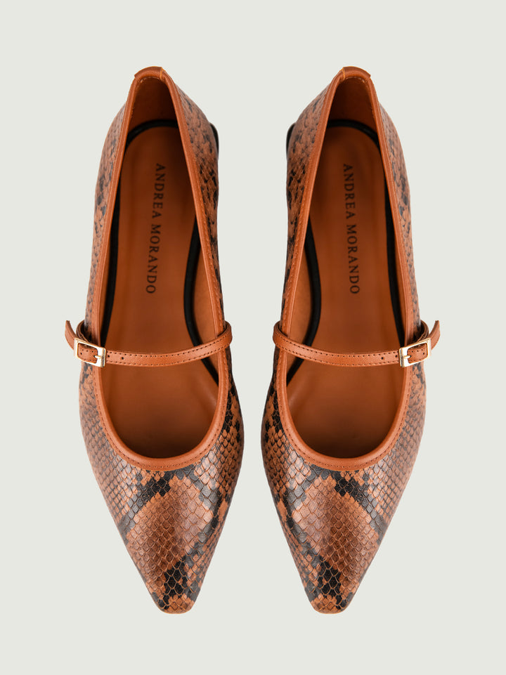 BALLERINA STAMPA PITONE MARRONE 25514 CUOIO ANDREA MORANDO 