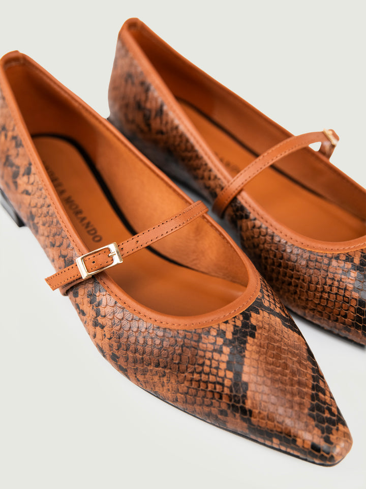 BALLERINA STAMPA PITONE MARRONE 25514 CUOIO ANDREA MORANDO 