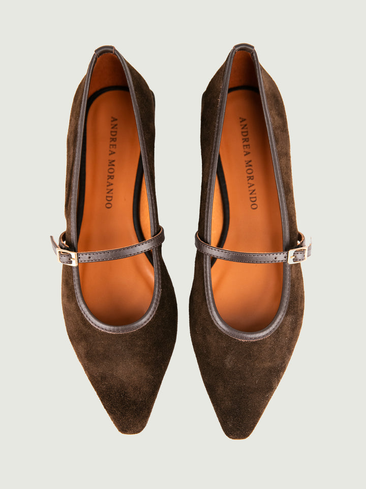 BALLERINA IN CAMOSCIO CIOCCOLATO 25514 MARONE ANDREA MORANDO 