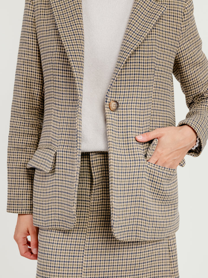 BLAZER PIED DE POULE BEIGE 9853 PIED DE POULE ANDREA MORANDO 