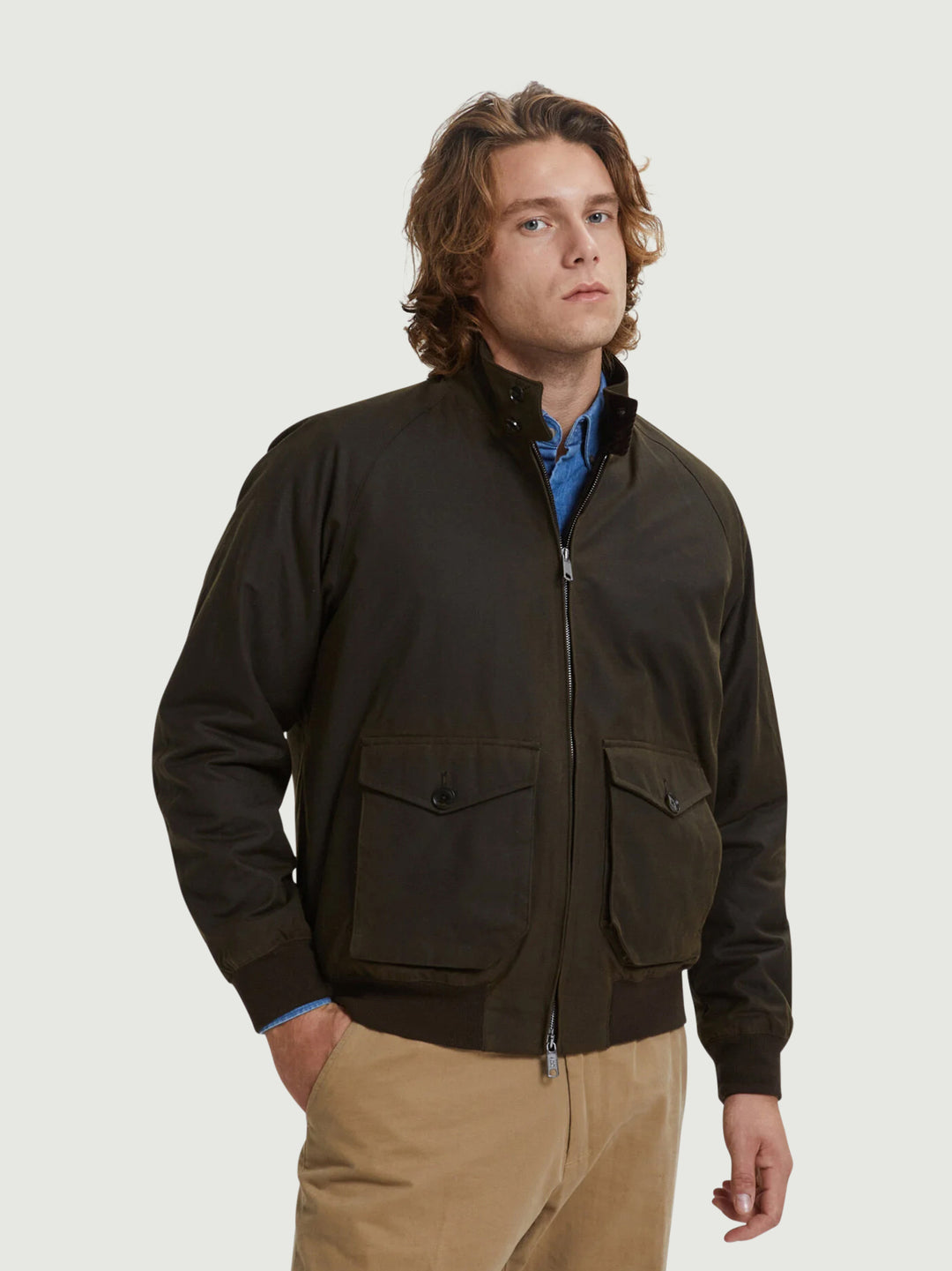 GIUBBOTTO G9 IMBOTTITO IN COTONE CERATO DEEP MOSS 0992 1998 BARACUTA 