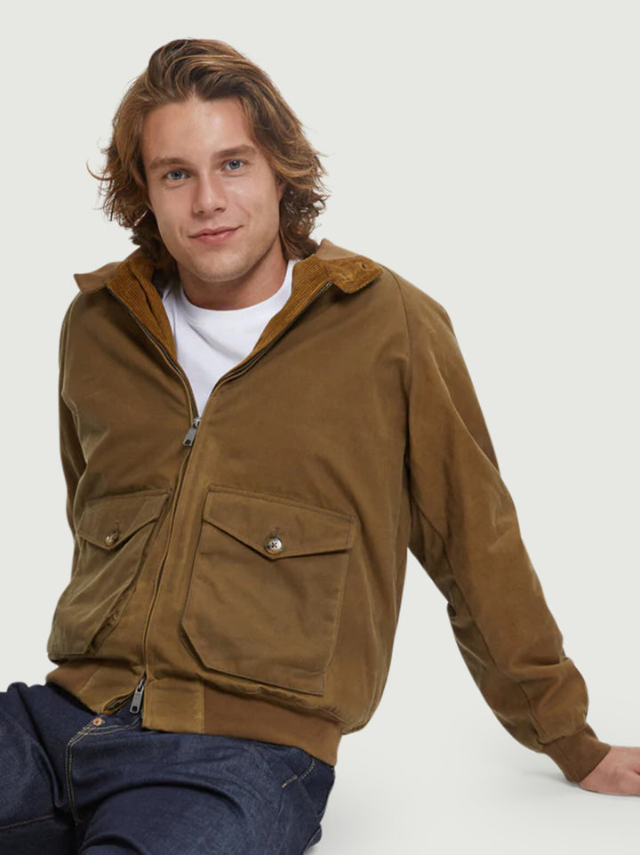 GIUBBOTTO G9 IMBOTTITO IN COTONE CERATO TAN 0992 710 BARACUTA 