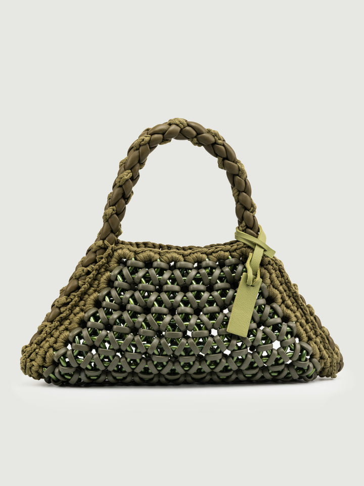 BORSA BIG CRUSH IN RESINA E PELLE VERDE MILITARE BIG CRUSH VERDE MILITARE BIMOR 