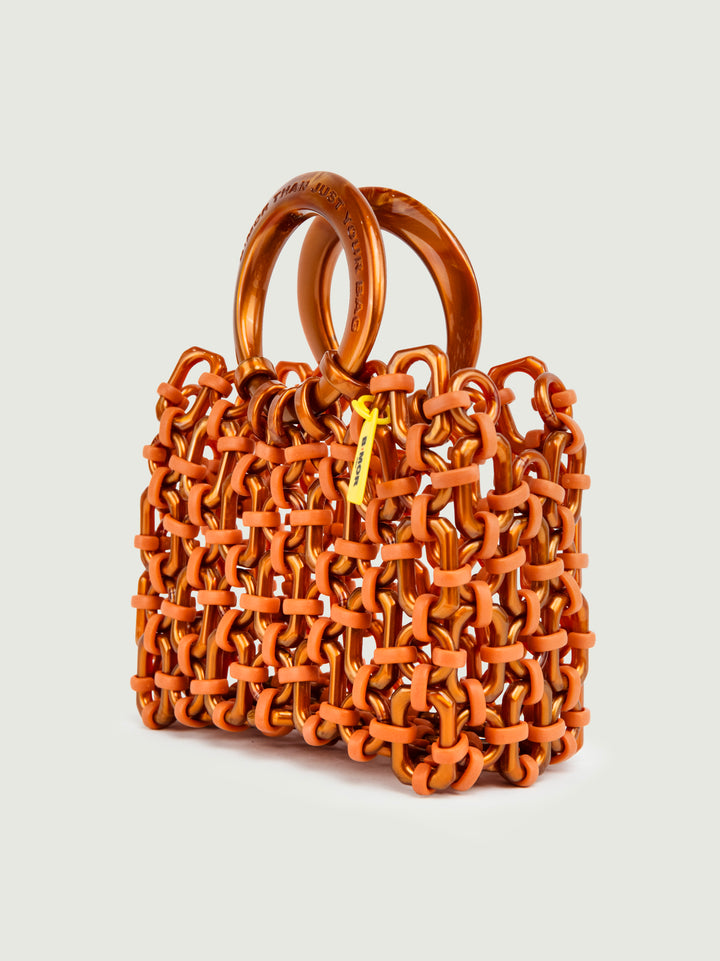 BORSA DOLL IN RESINA ARANCIO METALLIZZATO DOLL METALLIC ORANGE BIMOR 