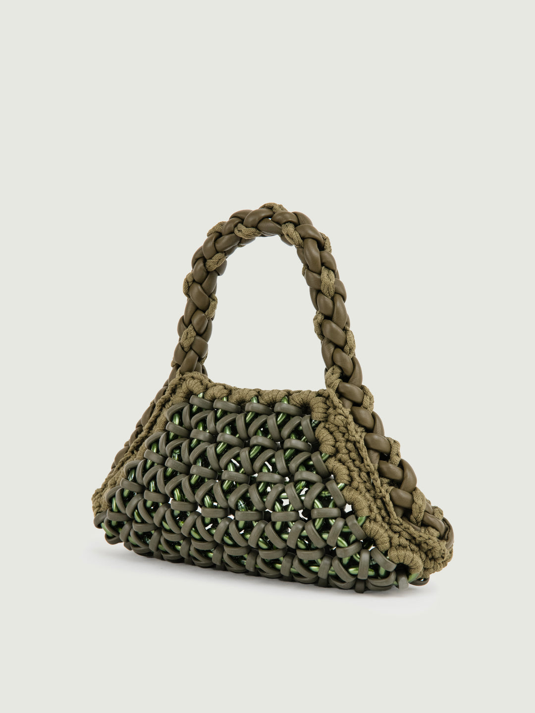 BORSA CRUSH IN RESINA E PELLE VERDE MILITARE SMALL CRUSH VERDE MILITARE BIMOR 