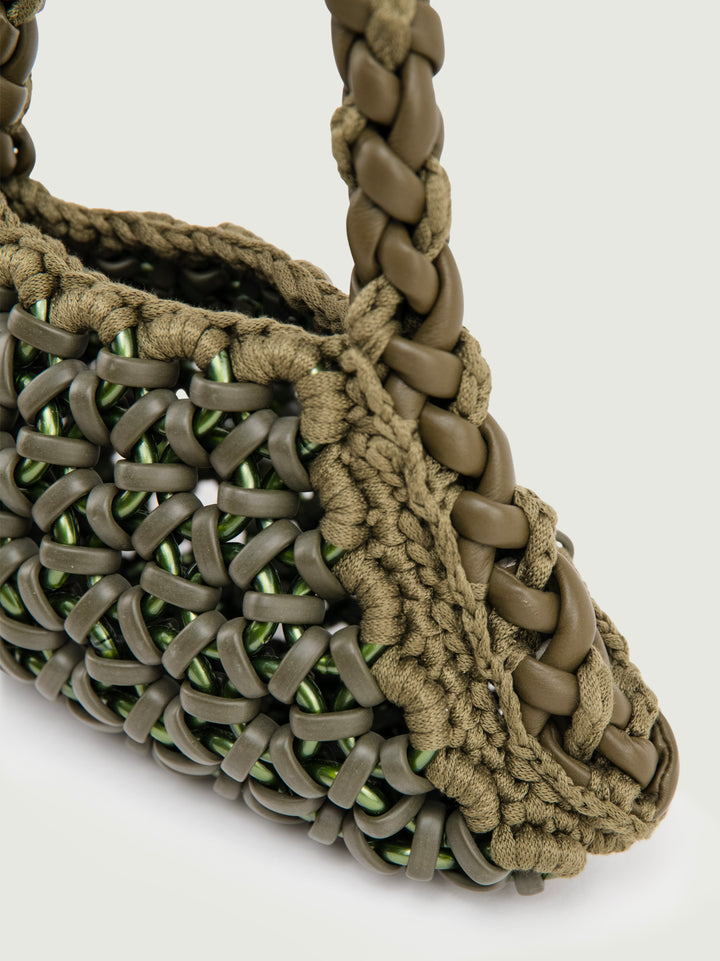 BORSA CRUSH IN RESINA E PELLE VERDE MILITARE SMALL CRUSH VERDE MILITARE BIMOR 
