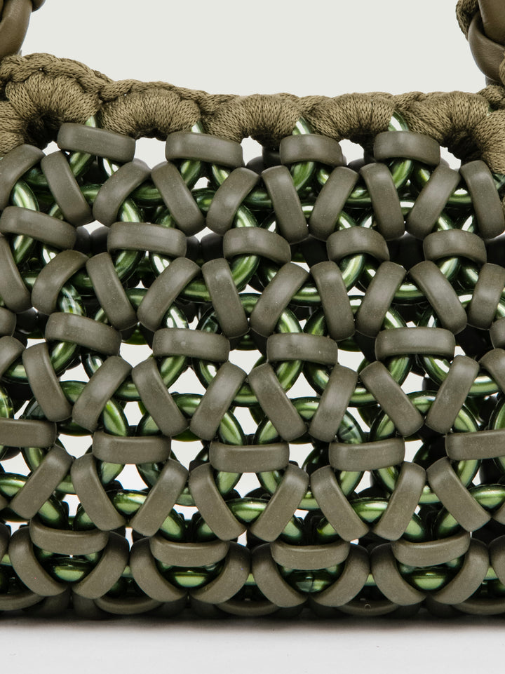 BORSA CRUSH IN RESINA E PELLE VERDE MILITARE SMALL CRUSH VERDE MILITARE BIMOR 
