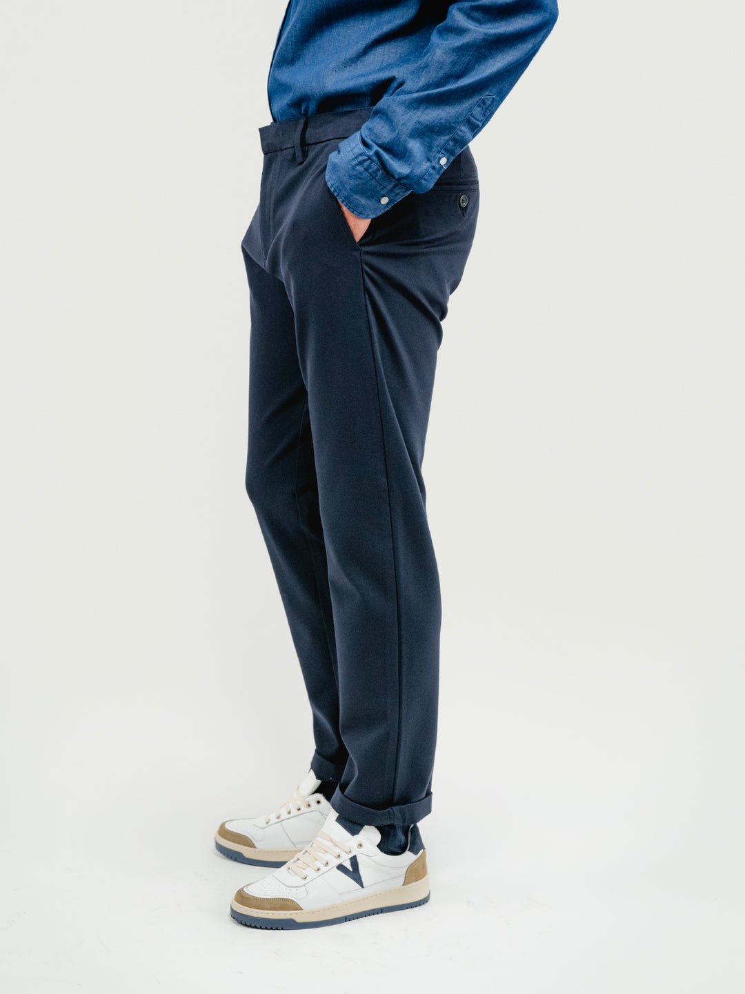 PANTALONE CLASSICO IN JERESY PUNTO MILANO BLU NAVY BU26W15PAPA1508 200 ANDREA MORANDO 