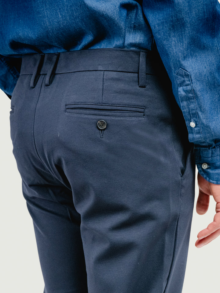 PANTALONE CLASSICO IN JERESY PUNTO MILANO BLU NAVY BU26W15PAPA1508 200 ANDREA MORANDO 