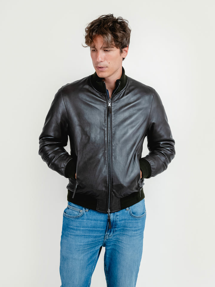 GIUBBOTTO DEREK SEAMLESS IN PELLE REVERSIBILE IN NYLON DEREK SEAMLESS 06 JACK LEATHER 