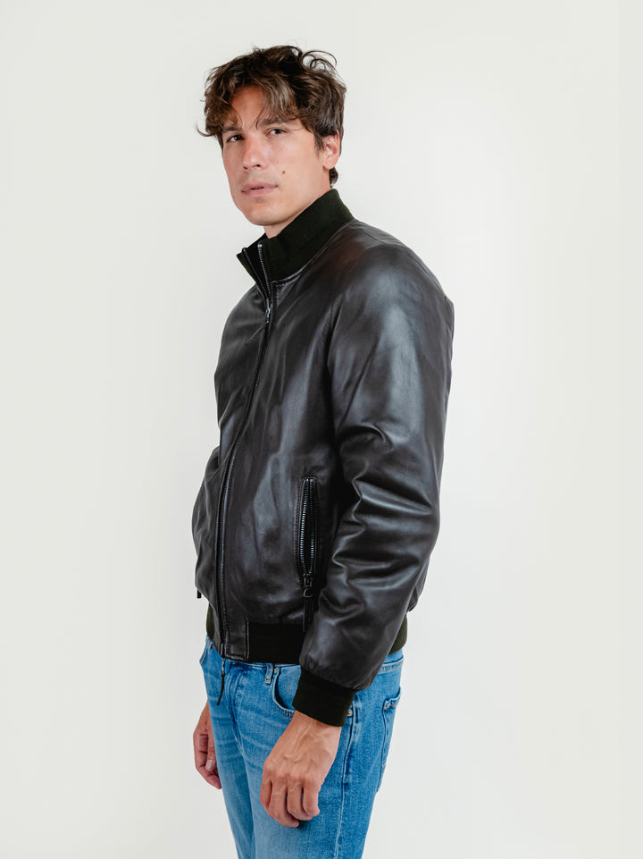 GIUBBOTTO DEREK SEAMLESS IN PELLE REVERSIBILE IN NYLON DEREK SEAMLESS 06 JACK LEATHER 