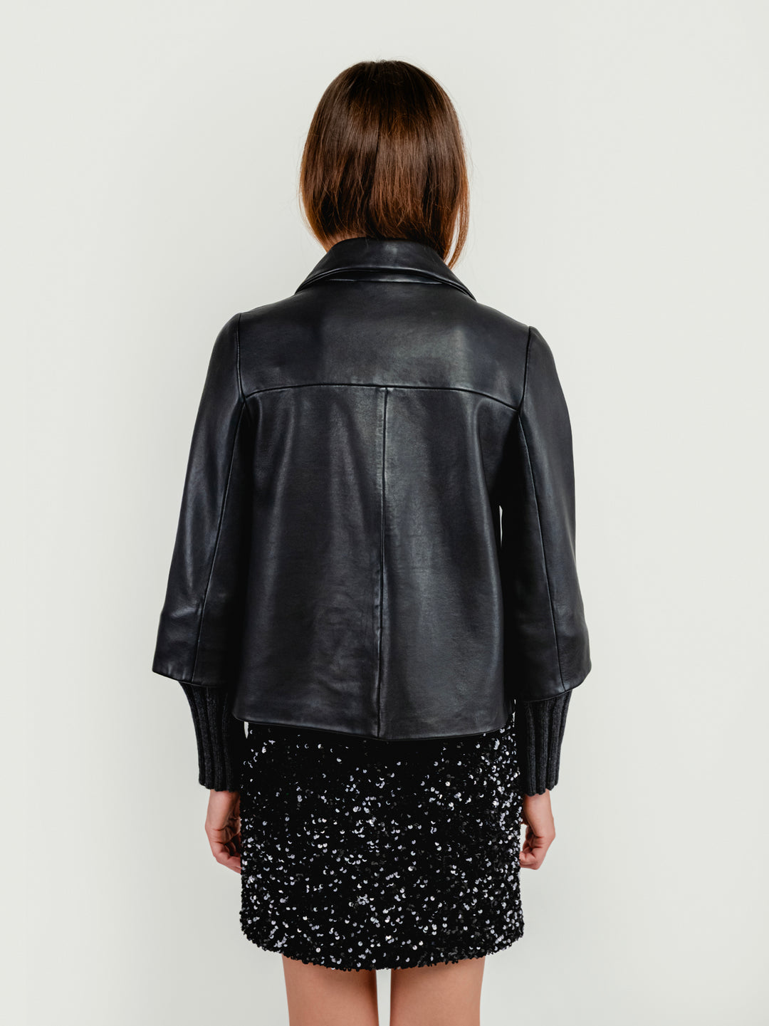 GIACCA GEMINI IN PELLE NERA CON MANICHE IN MAGLIA GEMINI 20 JACK LEATHER 