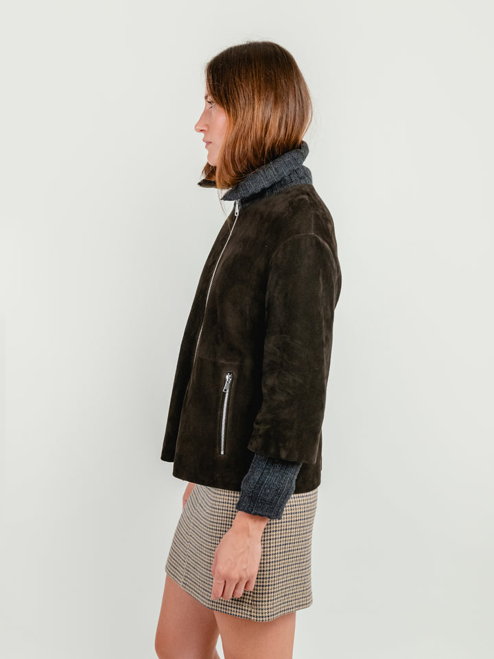 GIACCA IXIA IN CAMOSCIO TESTA MORO IXIA ZIP 06 JACK LEATHER 