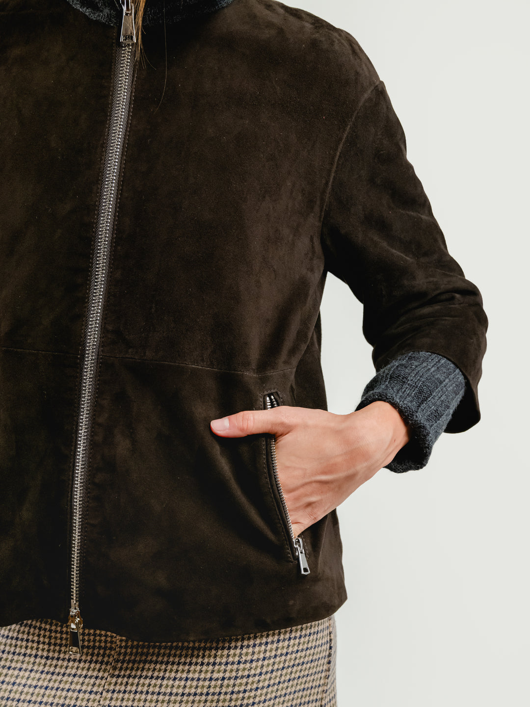 GIACCA IXIA IN CAMOSCIO TESTA MORO IXIA ZIP 06 JACK LEATHER 