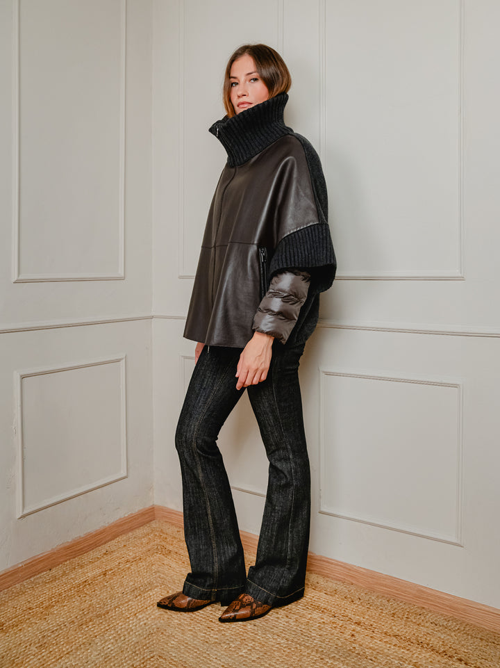 GIACCA MANTELLA LAVINIA CON PIUMINO 3 IN 1 TESTA MORO LAVINIA 618 JACK LEATHER 