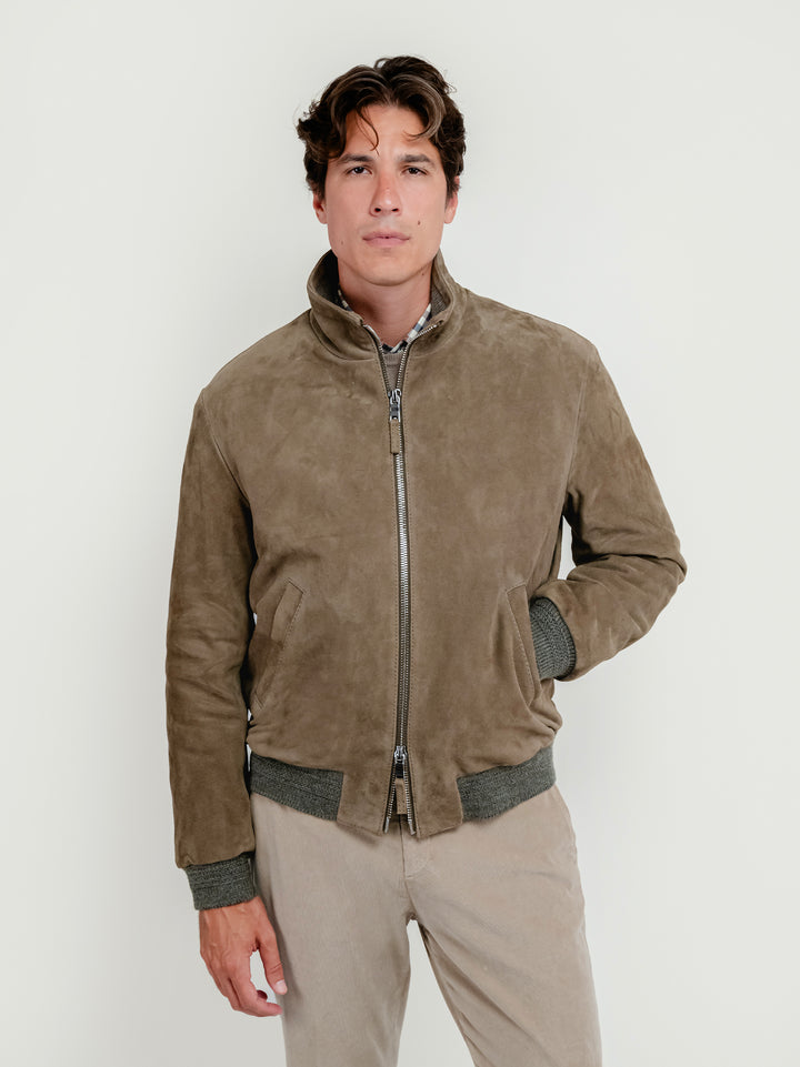 GIUBBOTTO TOBIA IN PELLE SCAMOSCIATA TAUPE TOBIA 714 JACK LEATHER 