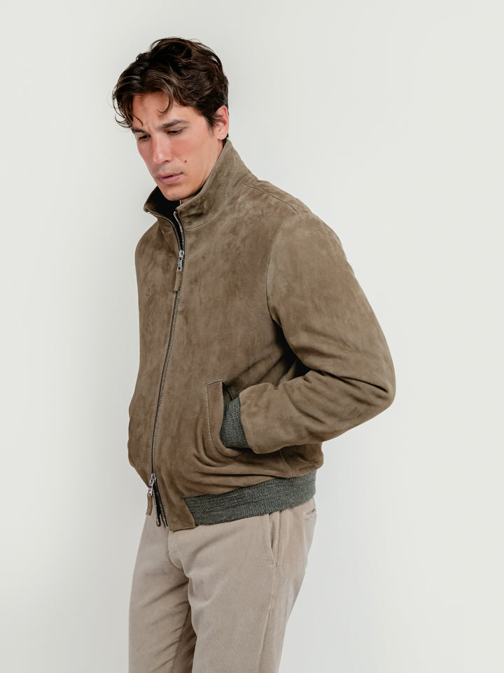 GIUBBOTTO TOBIA IN PELLE SCAMOSCIATA TAUPE TOBIA 714 JACK LEATHER 
