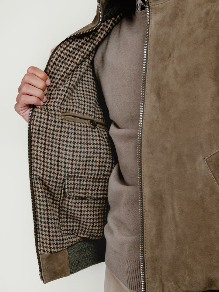 GIUBBOTTO TOBIA IN PELLE SCAMOSCIATA TAUPE TOBIA 714 JACK LEATHER 