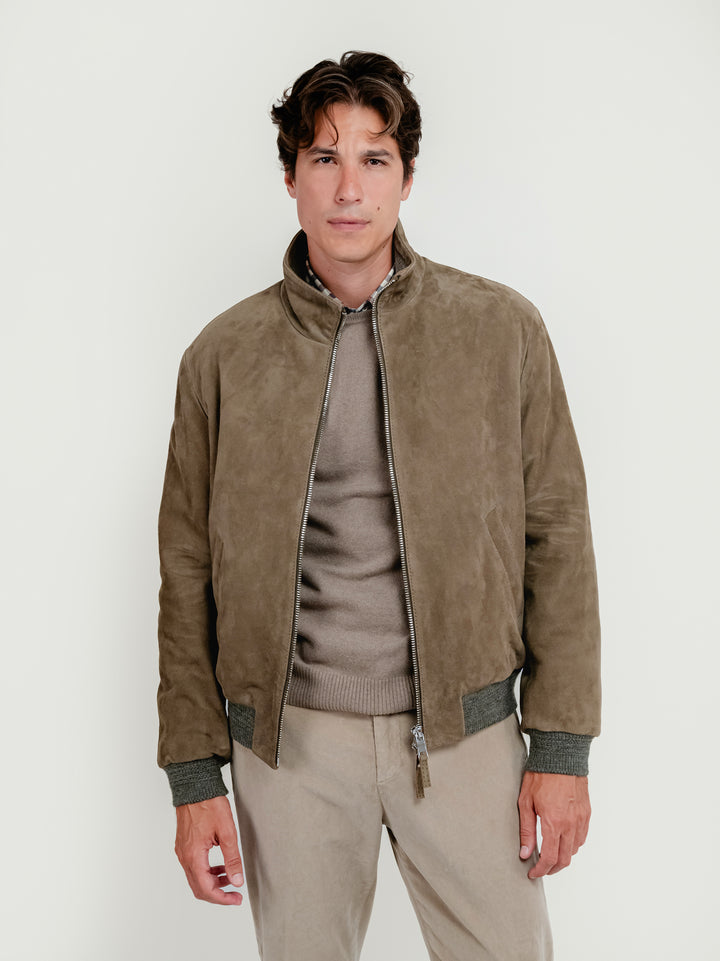 GIUBBOTTO TOBIA IN PELLE SCAMOSCIATA TAUPE TOBIA 714 JACK LEATHER 