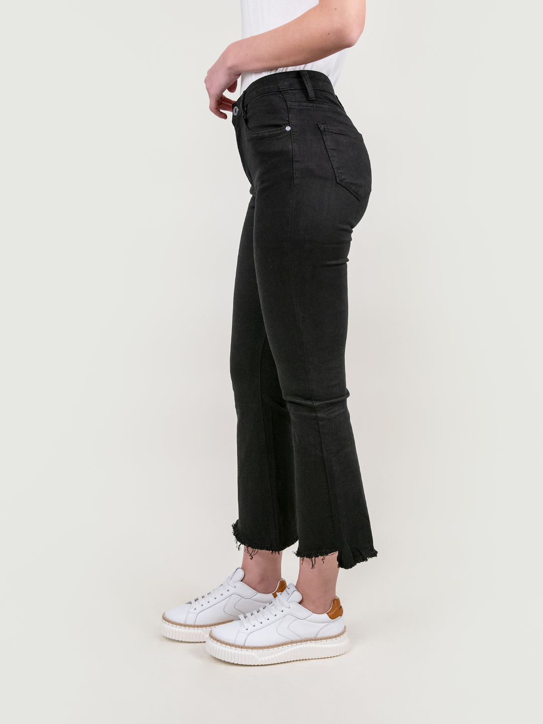 PANTALONE 5 TASCHE SFRANGIATO NERO 6826/26 NERO ANDREA MORANDO 