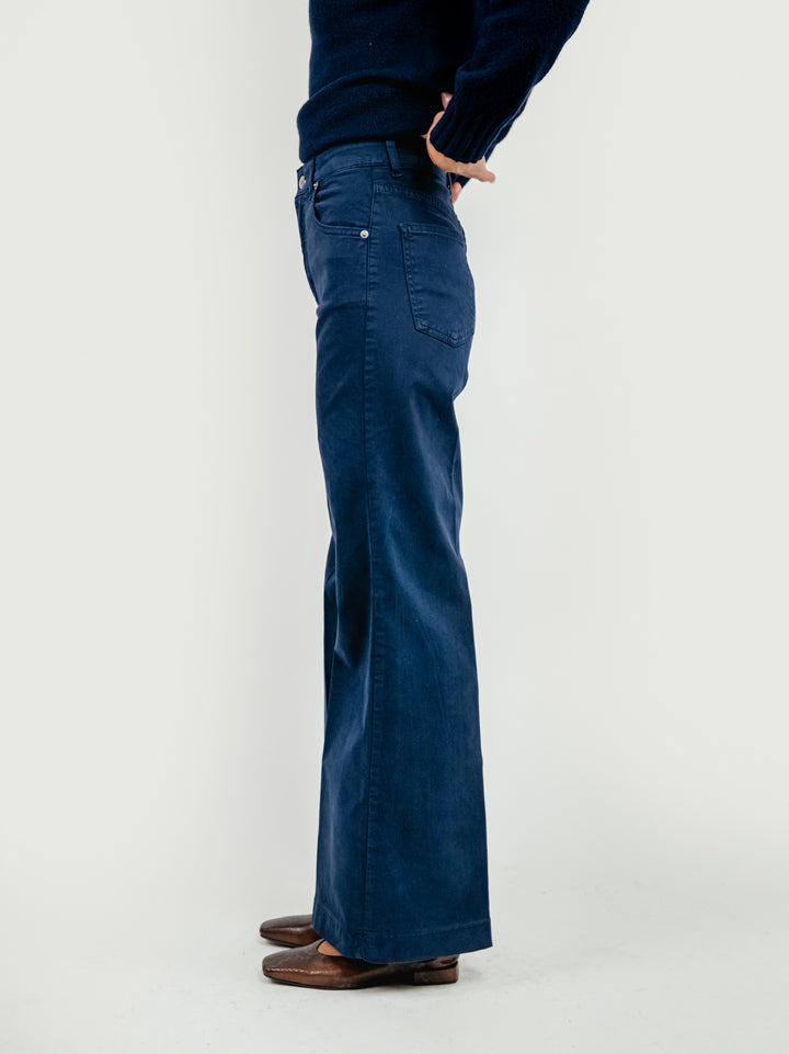 PANTALONE 5 TASCHE A PALAZZO BLU 805343JA BLU ANDREA MORANDO 