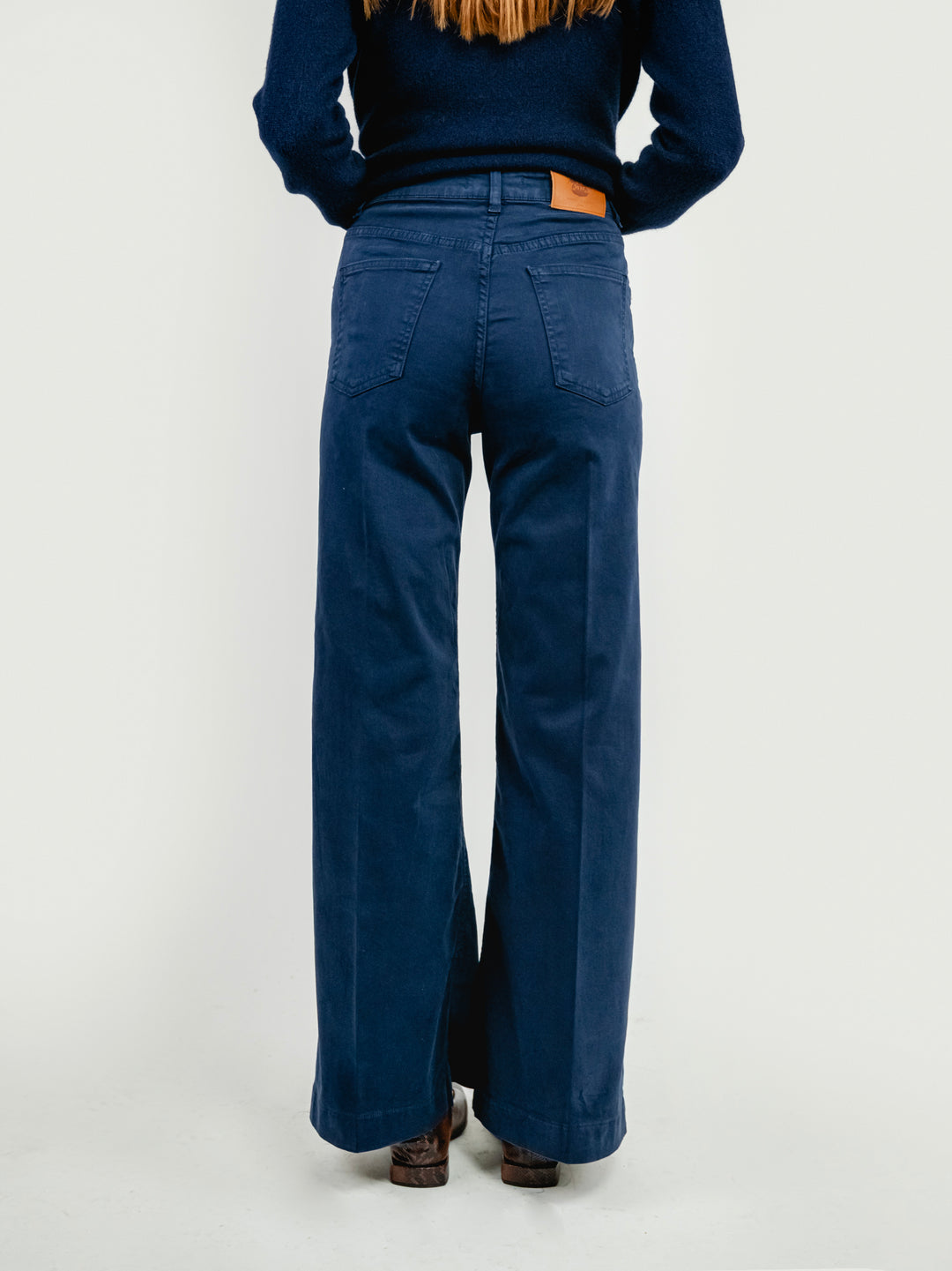 PANTALONE 5 TASCHE A PALAZZO BLU 805343JA BLU ANDREA MORANDO 