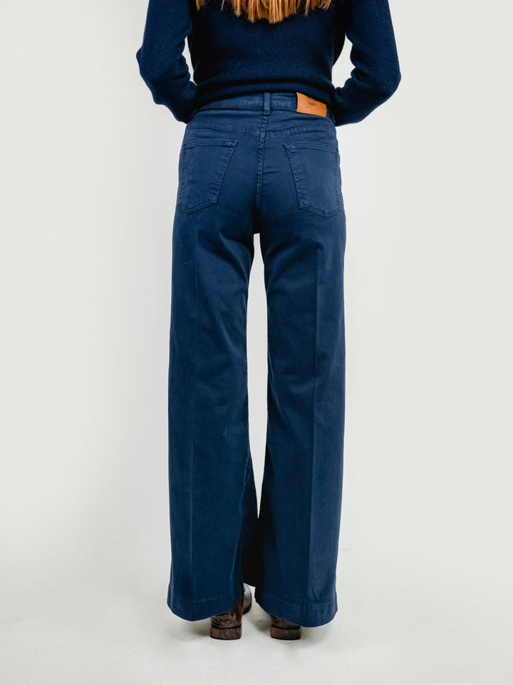 PANTALONE 5 TASCHE A PALAZZO BLU 805343JA BLU ANDREA MORANDO 