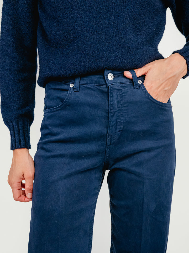 PANTALONE 5 TASCHE A PALAZZO BLU 805343JA BLU ANDREA MORANDO 