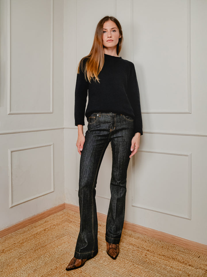 JEANS 5 TASCHE A ZAMPA LAVAGGIO SCURO 830CAR ZERO ANDREA MORANDO 