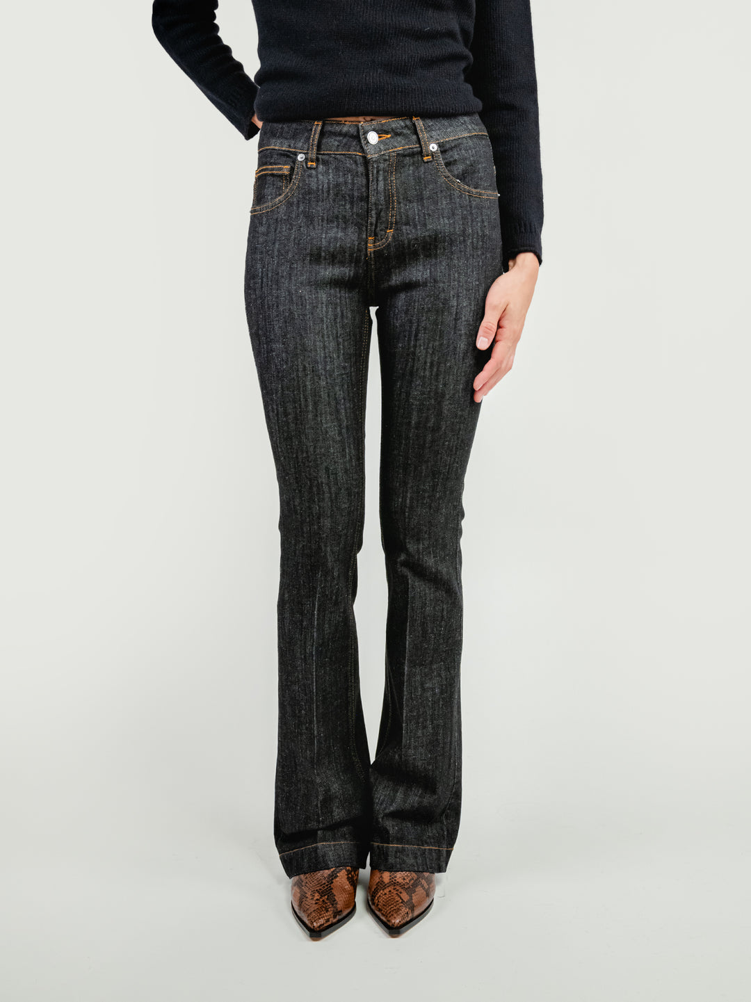 JEANS 5 TASCHE A ZAMPA LAVAGGIO SCURO 830CAR ZERO ANDREA MORANDO 