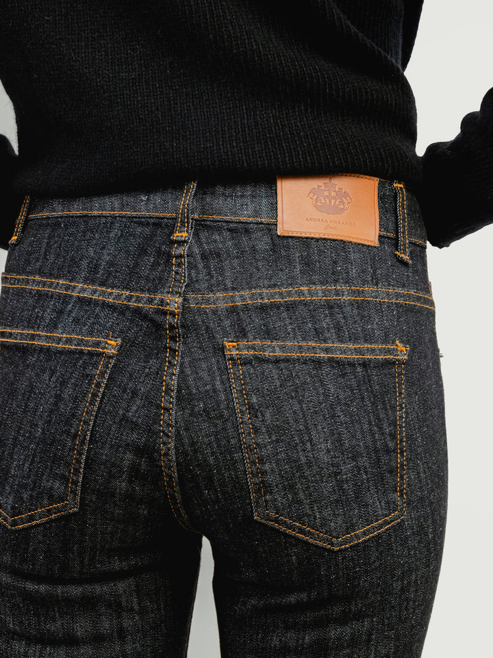 JEANS 5 TASCHE A ZAMPA LAVAGGIO SCURO 830CAR ZERO ANDREA MORANDO 