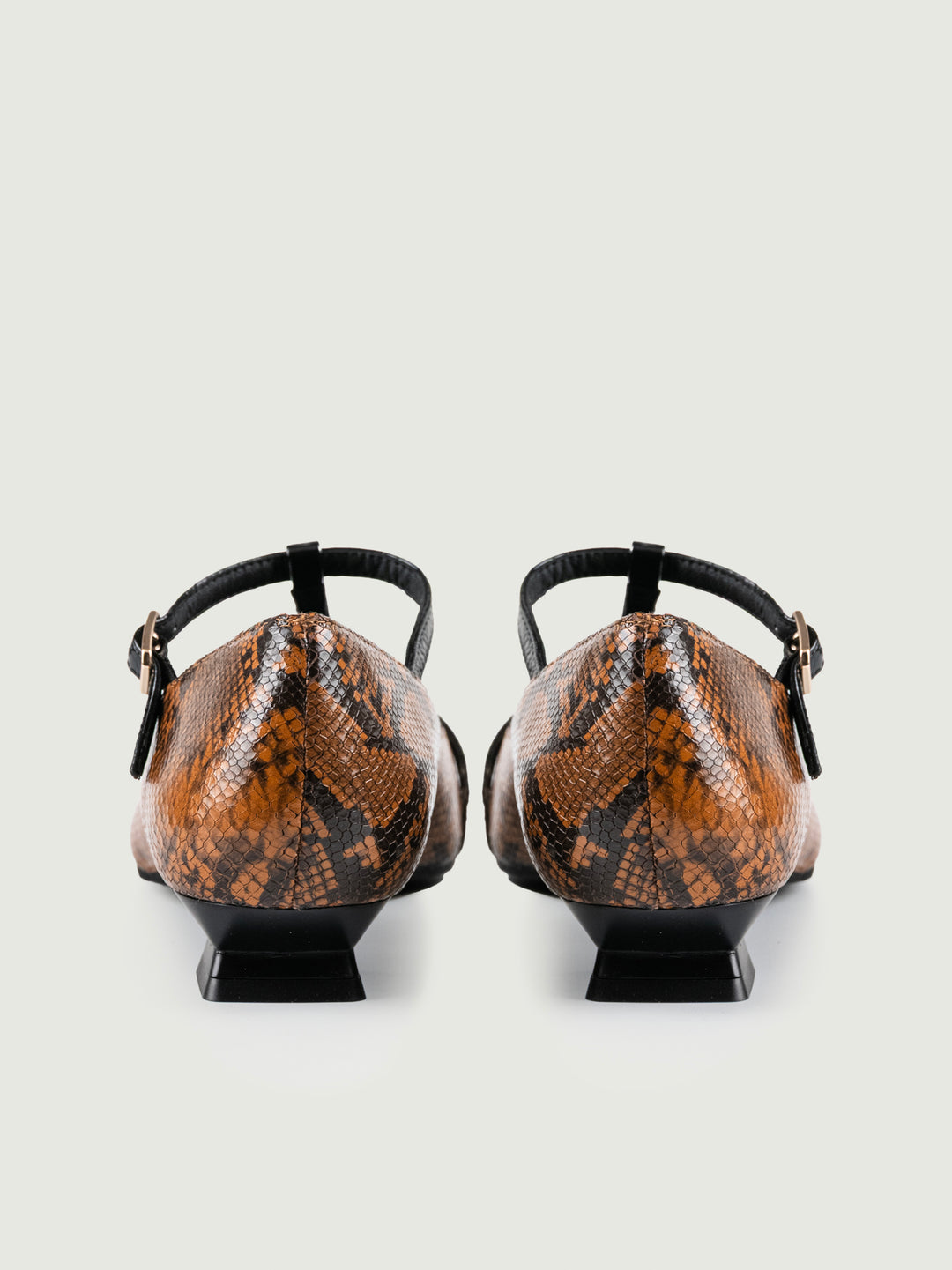 BALLERINA IN PELLE STAMPA PITONE  CON CINTURINO 5526 CUOIO LODI 